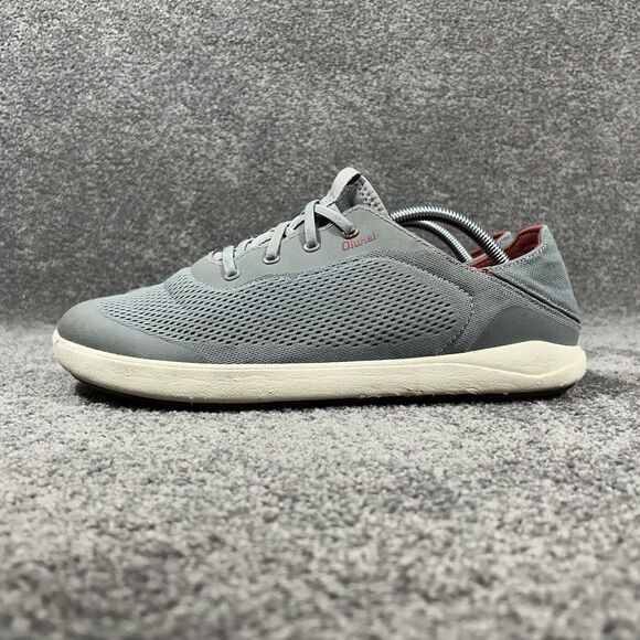 Olukai Moku Pae 10472-25RX Mens Size 11 Gray Mesh Lace Up Casual Boat Shoes Used main image 9